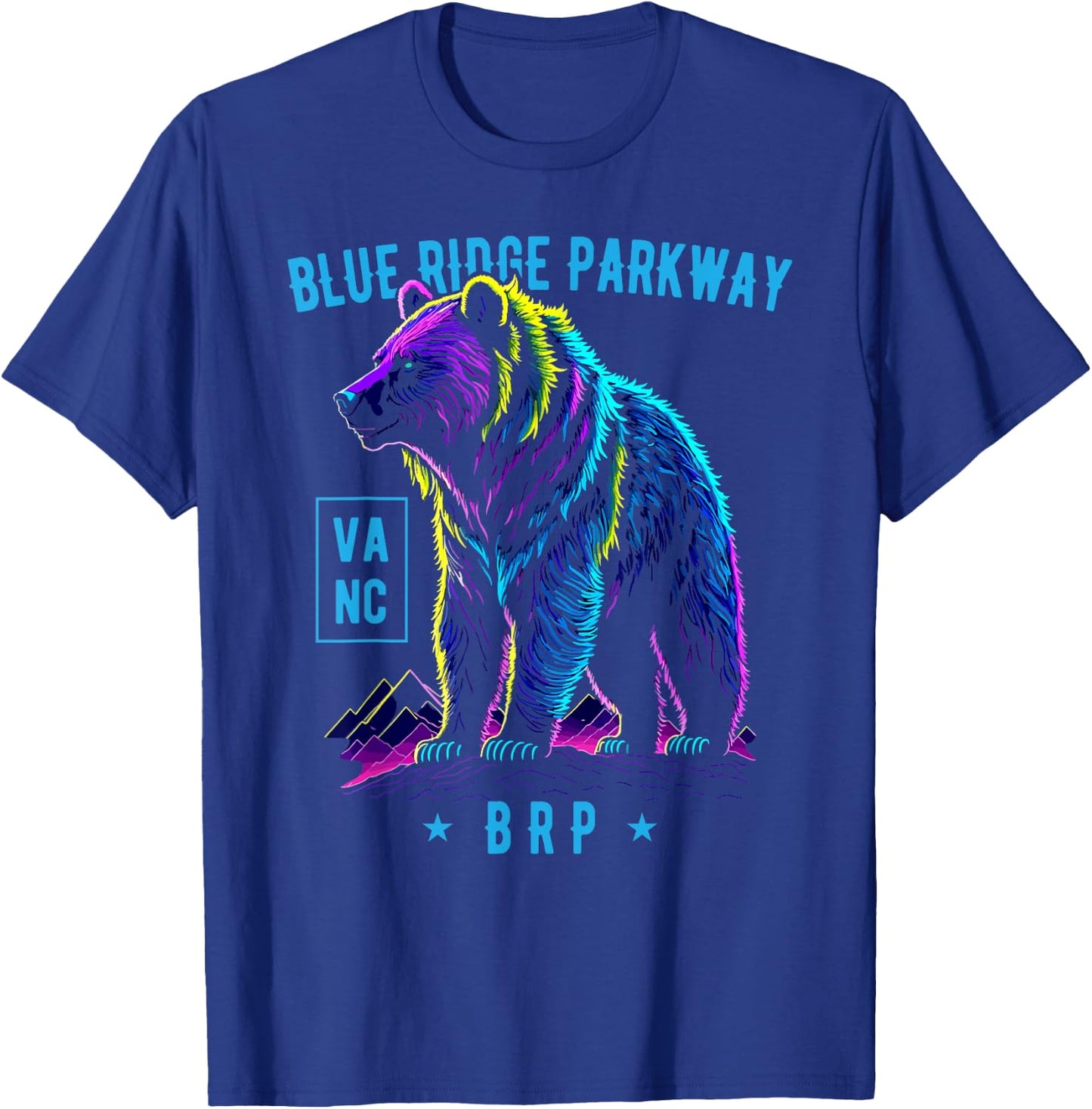 Blue Ridge Parkway NC VA BRP Bear Design T-Shirt - T-Shirt | Royal