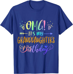 OMG It's My Granddaughter's Birthday Tie Dye Grandparent T-Shirt - T-Shirt | Royal