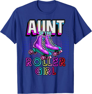 Aunt of Roller Girl Roller Skating Birthday Matching Family T-Shirt - T-Shirt | Royal