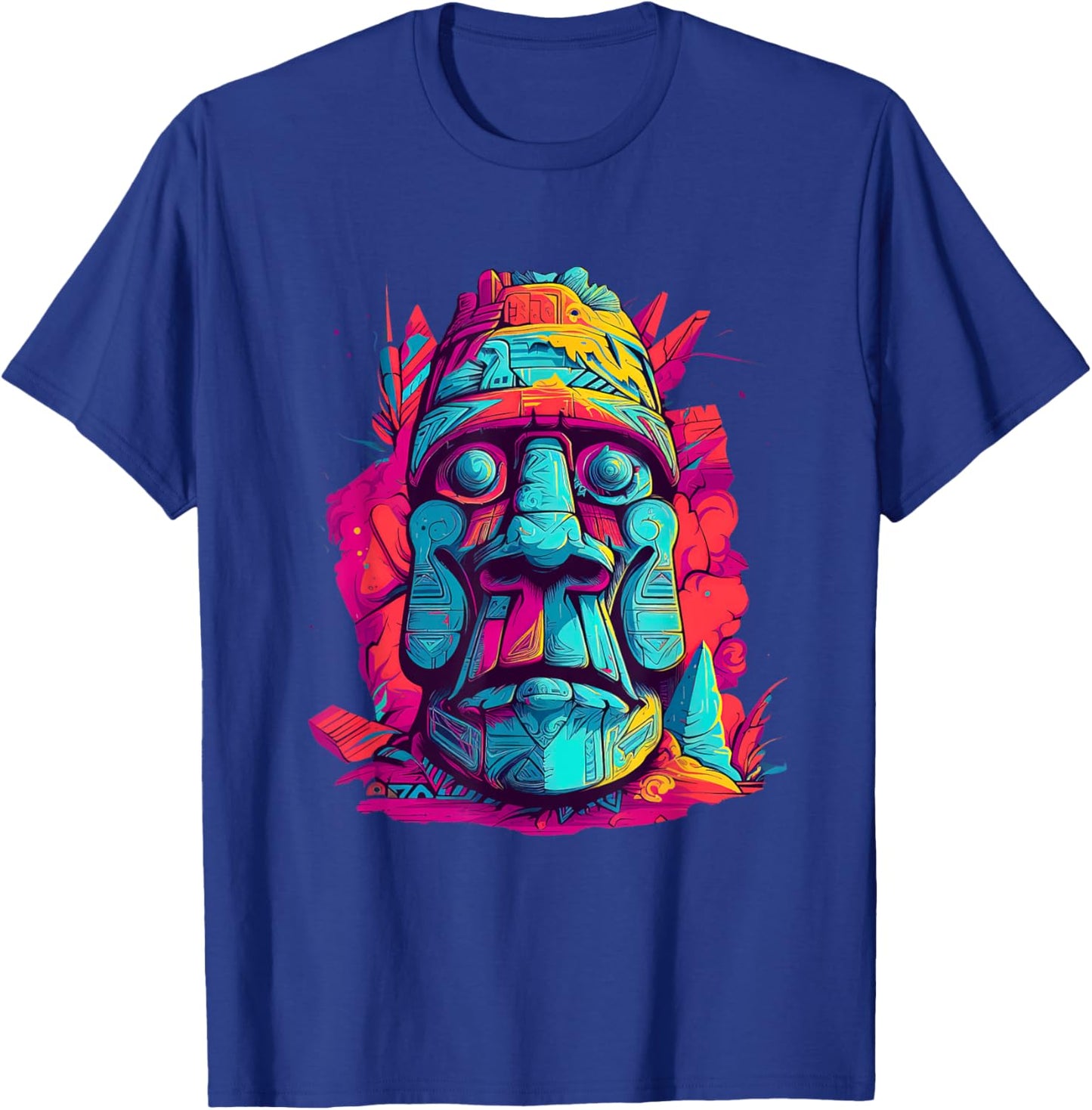 Moai Island Colourful Art Usa Us Native American T-Shirt - T-Shirt | Royal