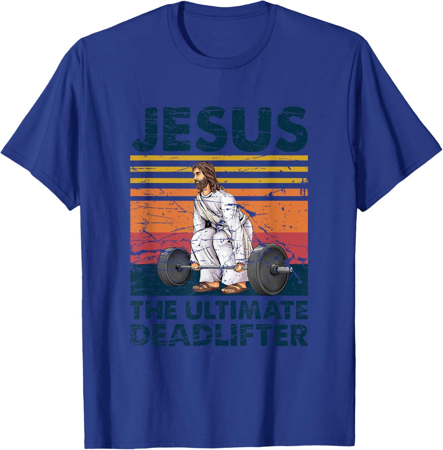 Funny Christian Gym Vintage Jesus The Ultimate Deadlifter T-Shirt - T-Shirt | Royal