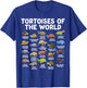 Tortoises of The World Kawaii Types of Turtles Funny Reptile T-Shirt - T-Shirt | Royal