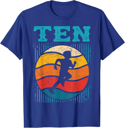10th Birthday Retro Runner Jogging 10 Year Old Boys Kids T-Shirt - T-Shirt | Royal