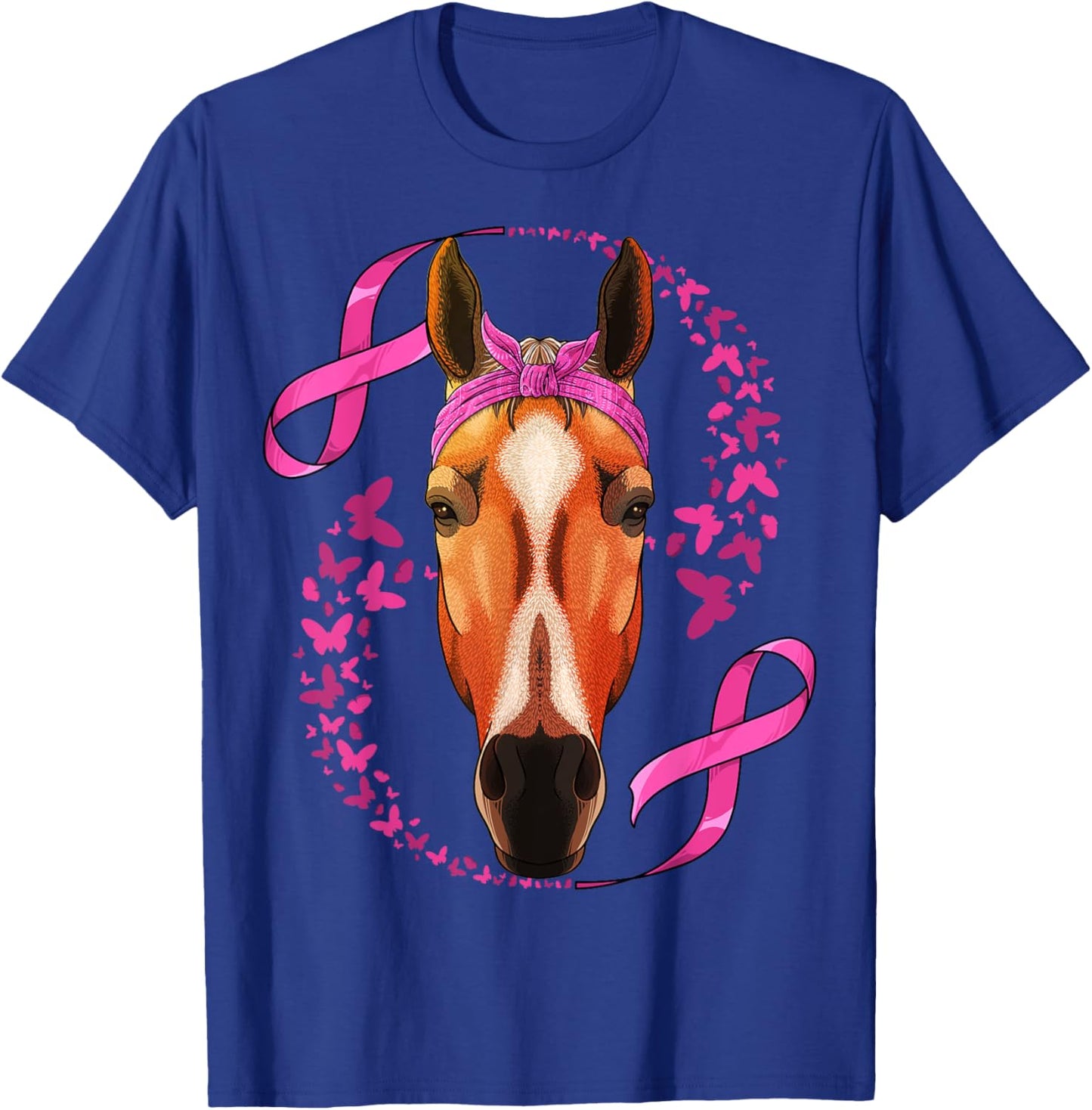 Horse Breast Cancer Awareness Pink Bandana Cancer Survivor T-Shirt - T-Shirt | Royal
