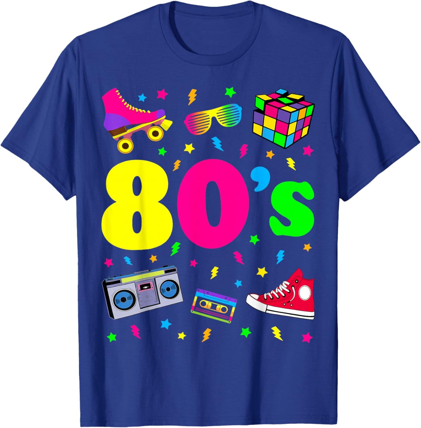 Retro Gifts Vintage 80s Costume Shirts - I Love The 80s - -Adults and Kids - Black - Small - - Short Sleeve - Party - Machine Wash T-Shirt - T-Shirt | Royal