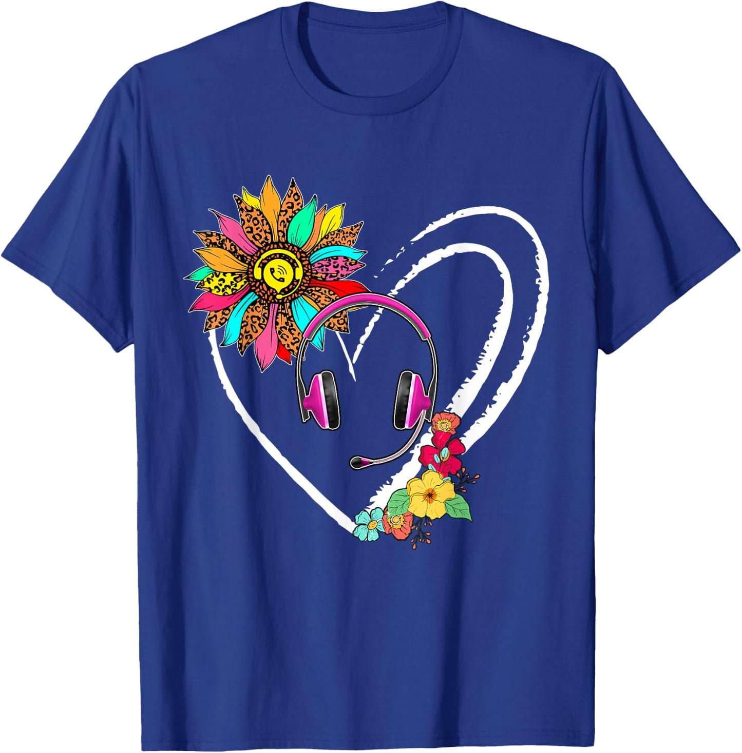 Dispatcher Tools Sunflower Cute Heart Shape Floral Family T-Shirt - T-Shirt | Royal