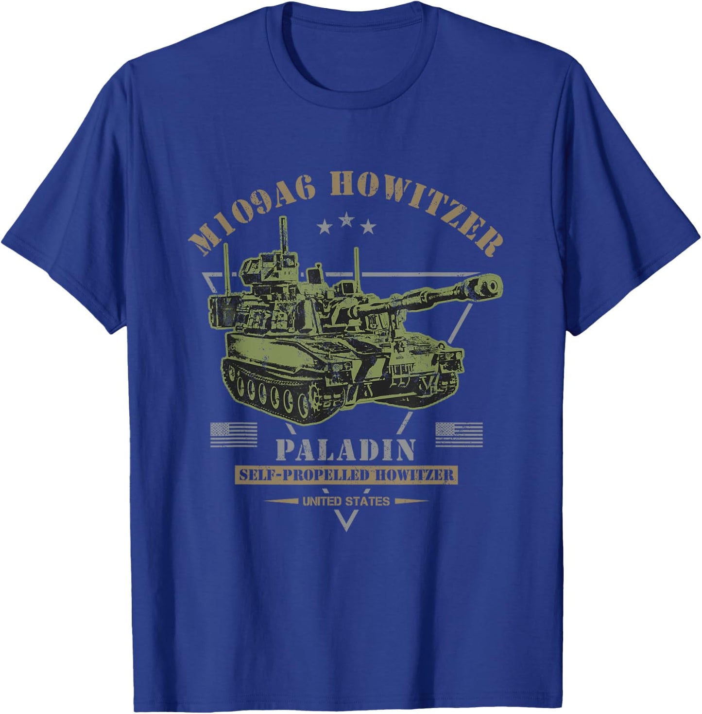 Military Style Designs M109A6 'Paladin' -Adults Black Cotton/Polyester T-Shirt - T-Shirt | Royal