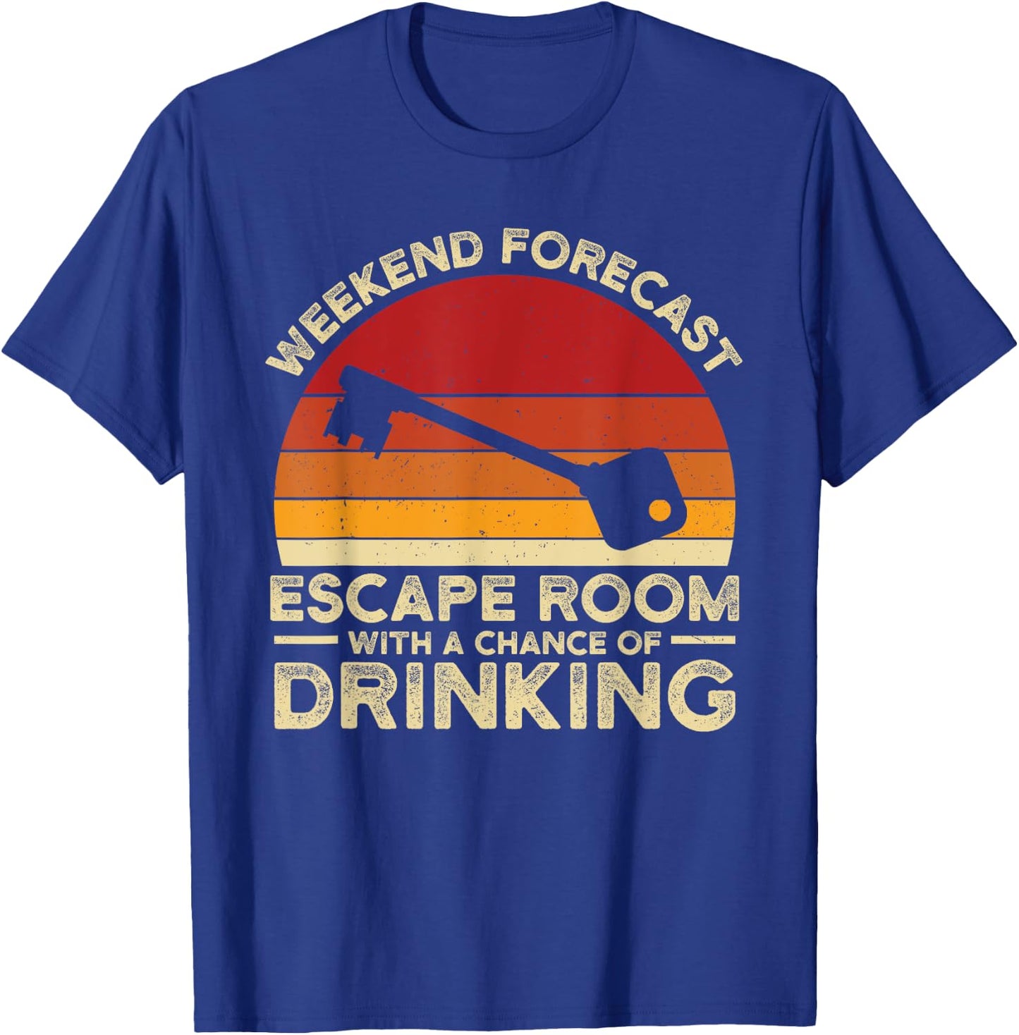 Weekend Forecast Escape Rooms Funny Mystery Vintage T-Shirt - T-Shirt | Royal