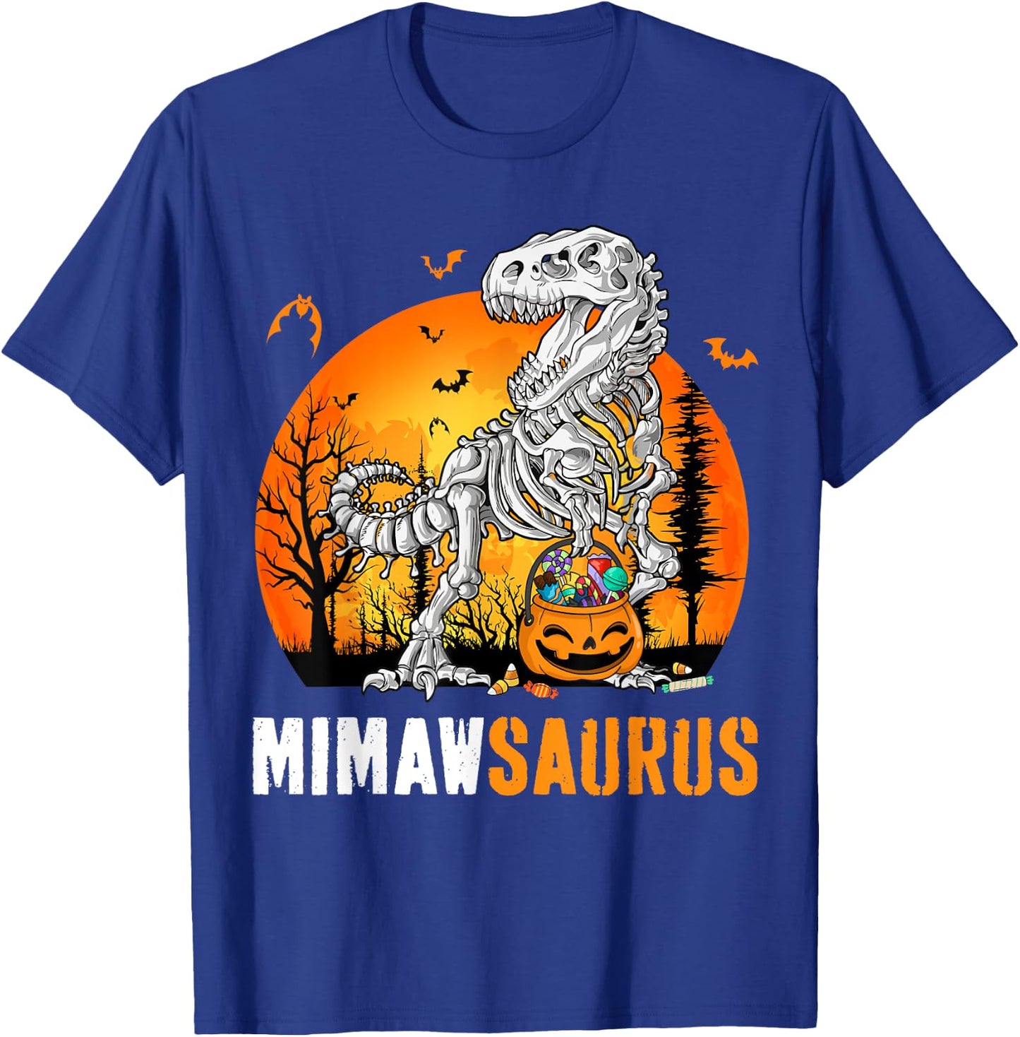 Mimawsaurus Dinosaur Skeleton Halloween Mimaw Saurus T-Shirt - T-Shirt | Royal