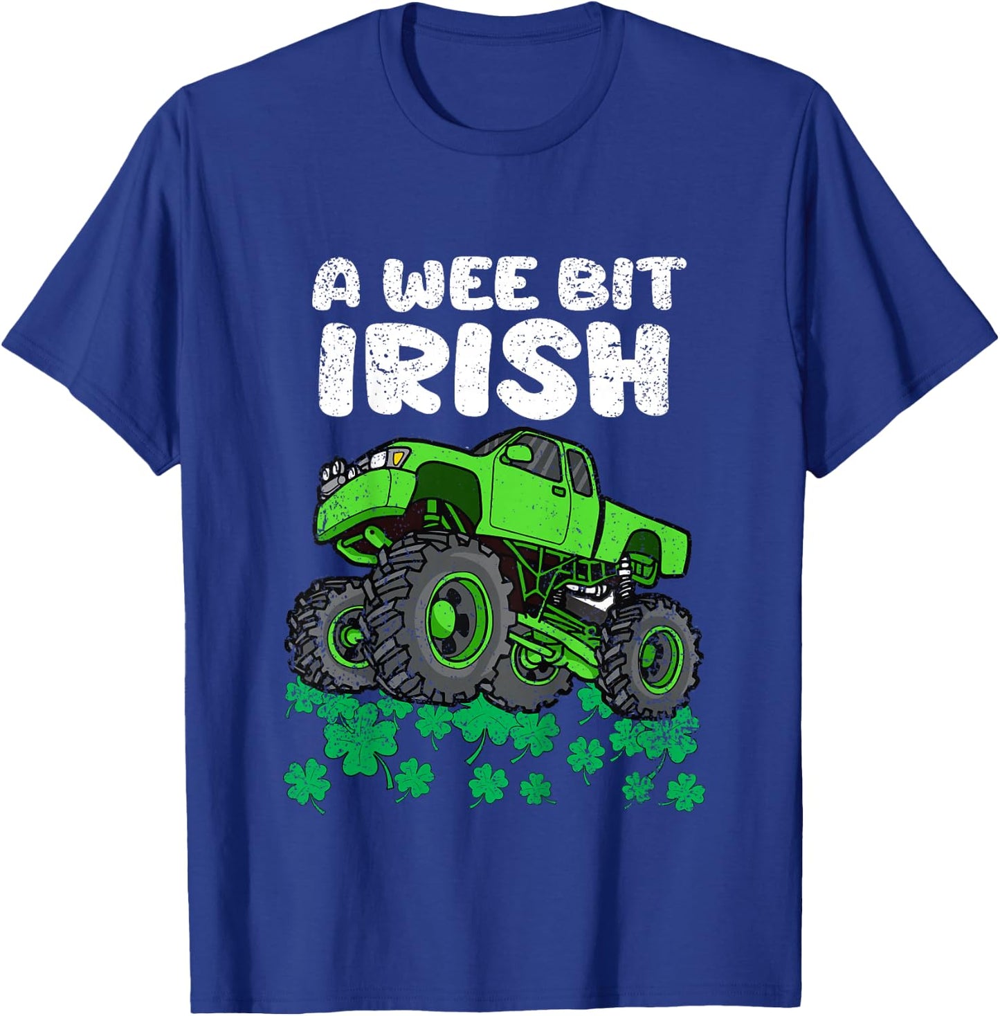 Kids St Patricks Day Boys Kids A Wee Bit Irish Monster Truck T-Shirt - T-Shirt | Royal