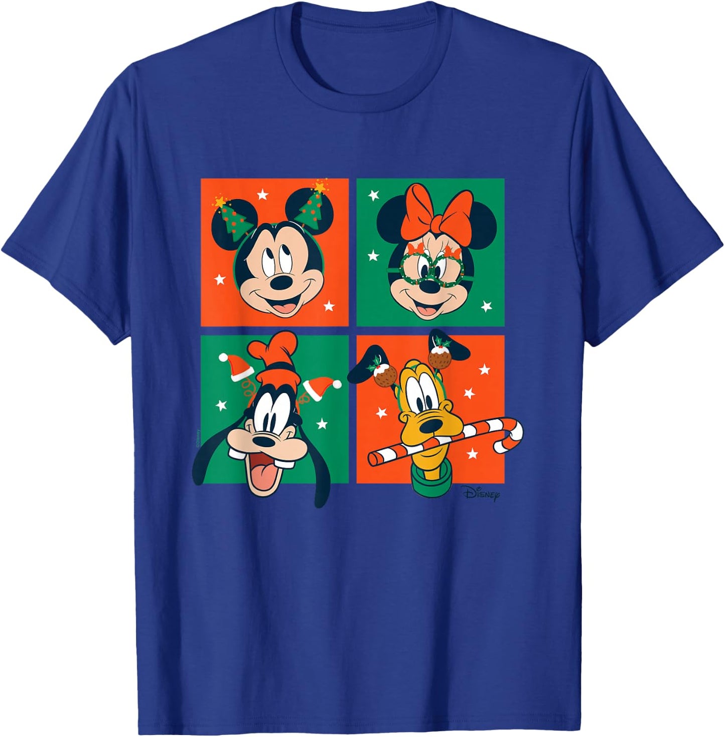 Mickey & Friends - Christmas Grid T-Shirt - T-Shirt | Royal