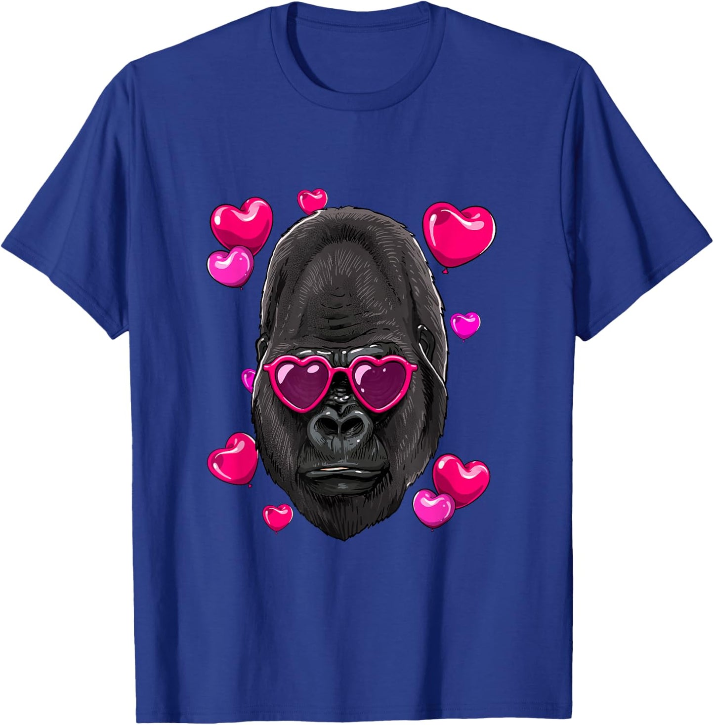 Valentines Day Gorilla Heart Love Couples Ape Monkey Primate T-Shirt - T-Shirt | Royal