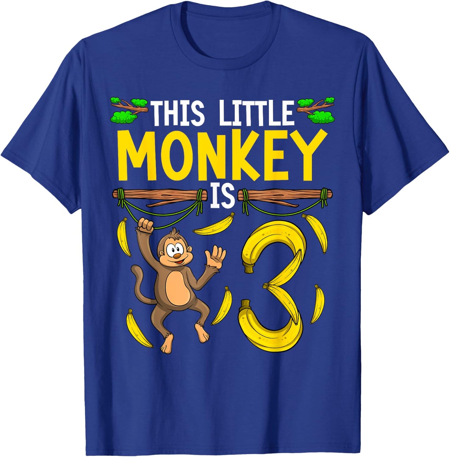 Monkey Birthday Shirt 3rd Monkey Theme Party Kids T-Shirt - T-Shirt | Royal