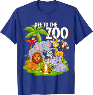 Safari Zoo Birthday Party Wild Zoo Animals Teacher Toddlers T-Shirt - T-Shirt | Royal
