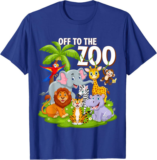 Safari Zoo Birthday Party Wild Zoo Animals Teacher Toddlers T-Shirt - T-Shirt | Royal
