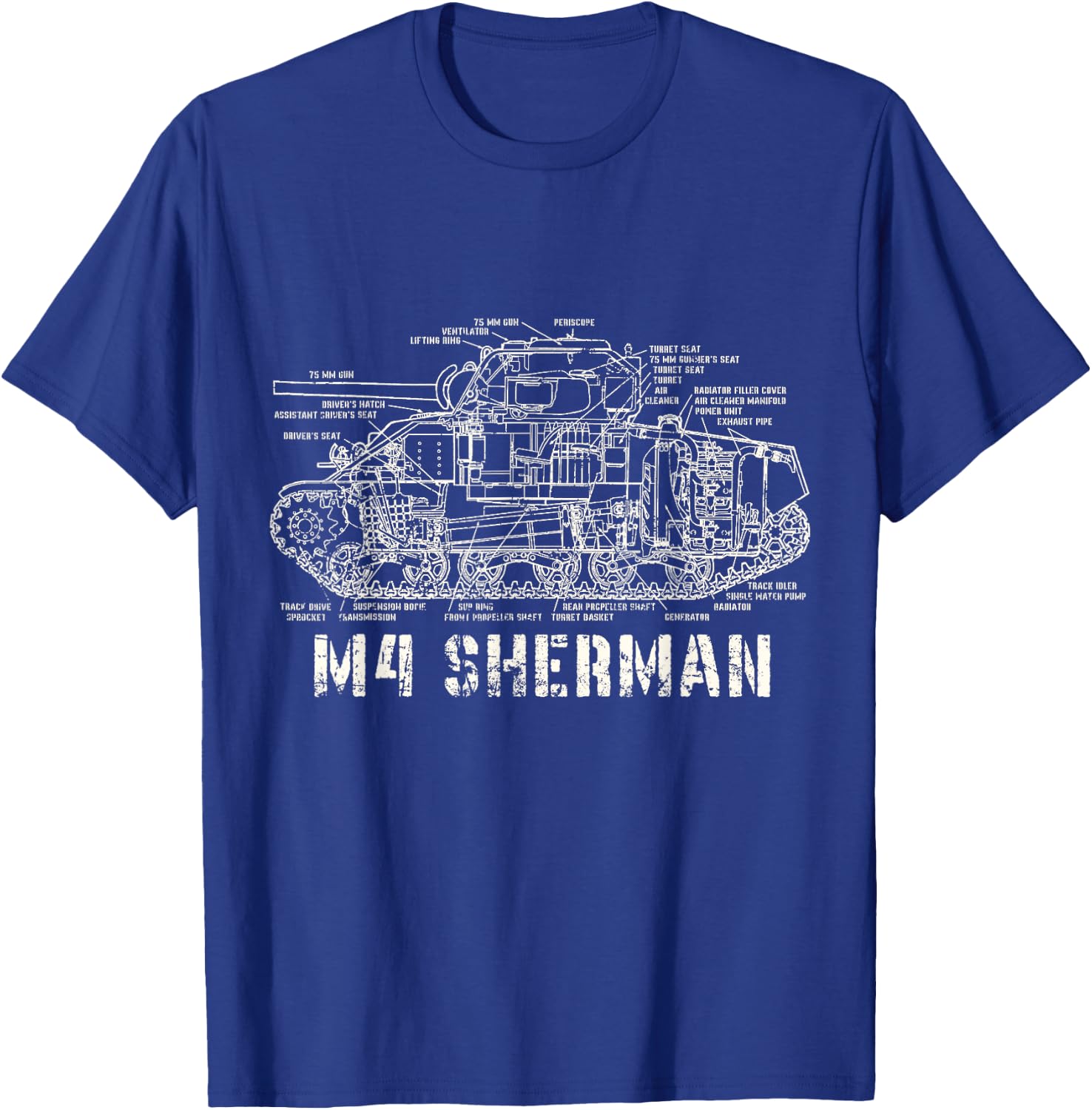 M4 Sherman WWII Army Tank Military T-Shirt - T-Shirt | Royal