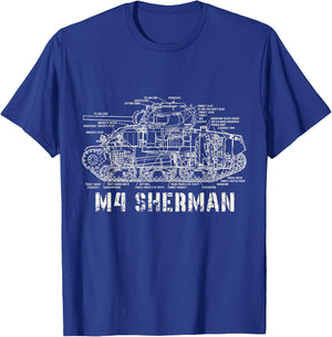 M4 Sherman WWII Army Tank Military T-Shirt - T-Shirt | Royal