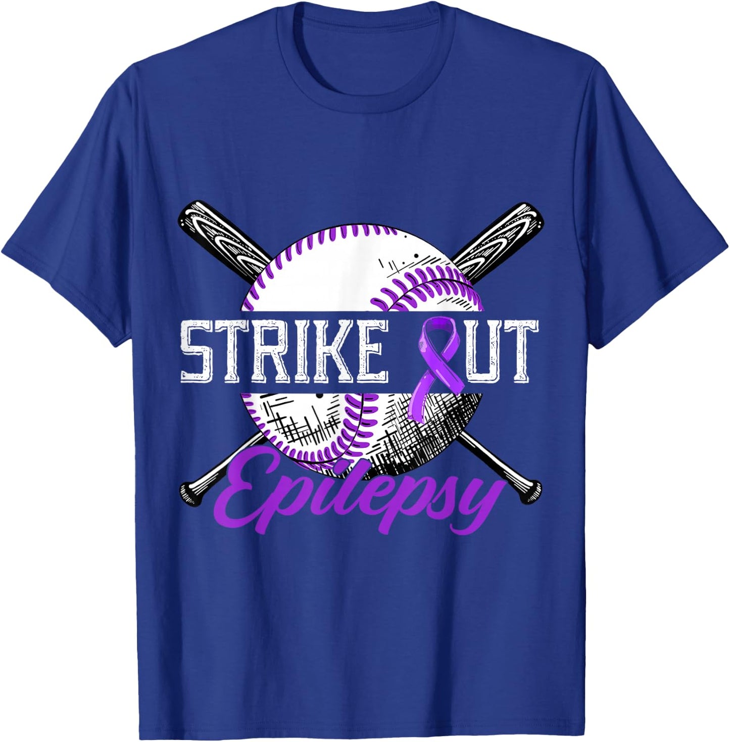 Strike Out Epilepsy Purple Baseball Epilepsy Awareness Month T-Shirt - T-Shirt | Royal