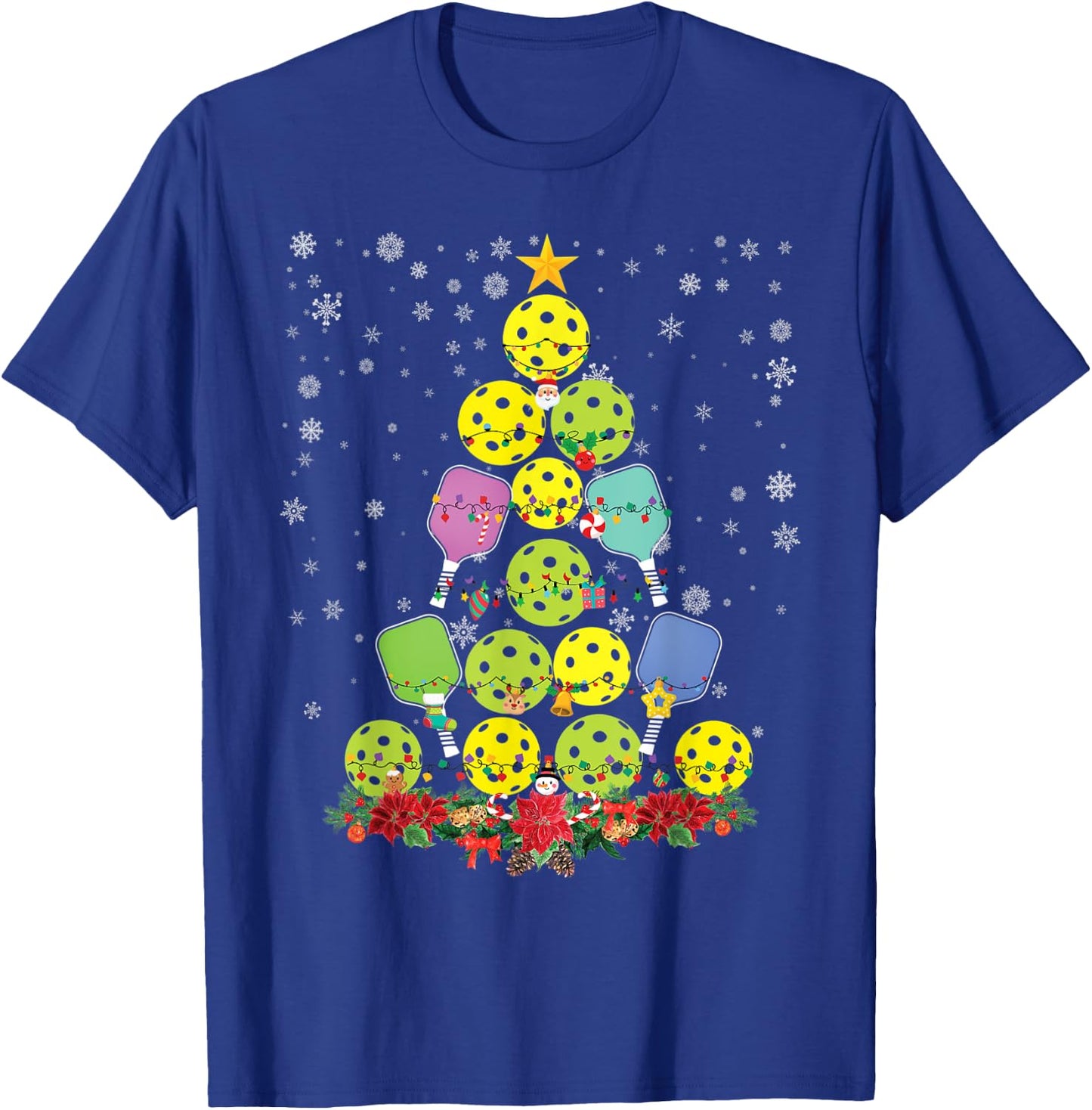 Pickleball Christmas Tree Santa Pickleball X Mas Lights T-Shirt - T-Shirt | Royal