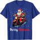 Merry Christmas Santa Riding Motorcycle Biker T-Shirt - T-Shirt | Royal