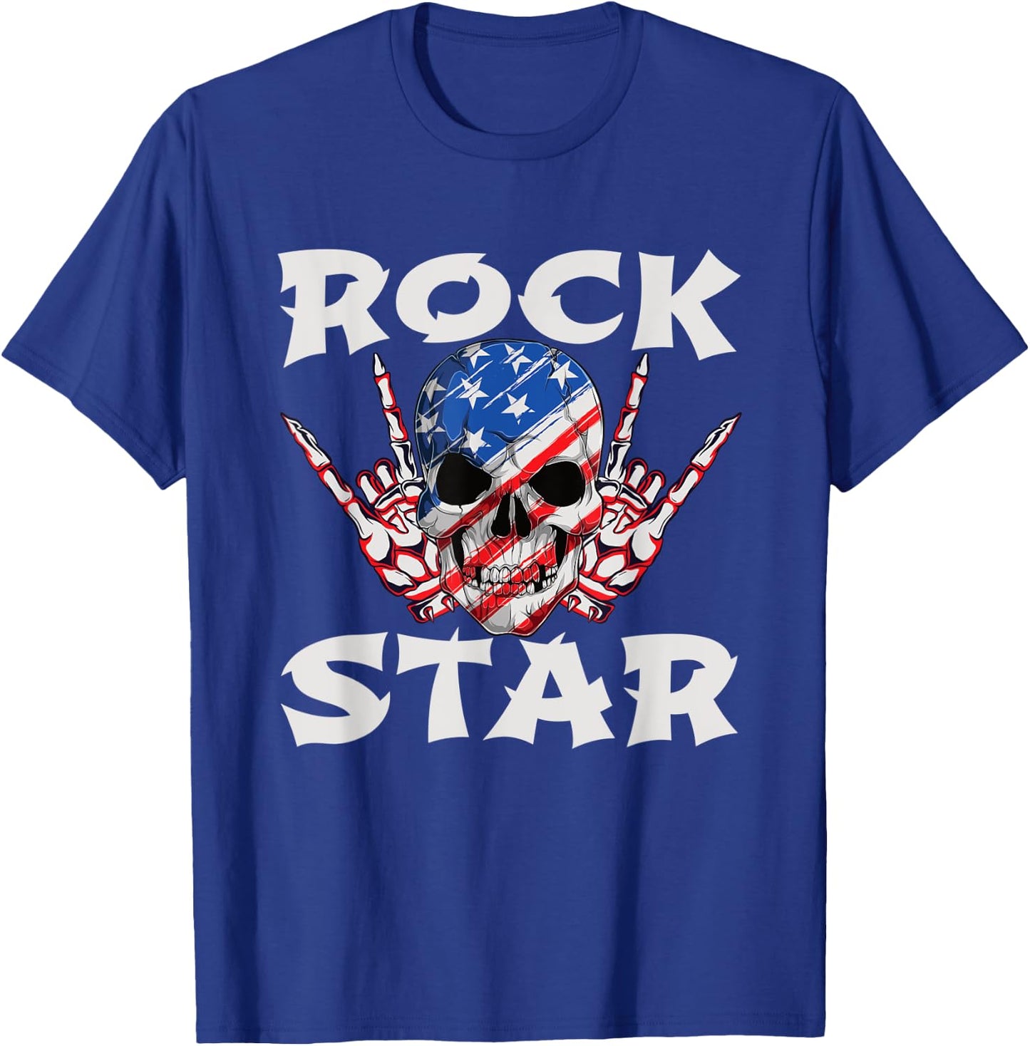 Retro 80s Music Rock Star Skull T-Shirt - T-Shirt | Royal