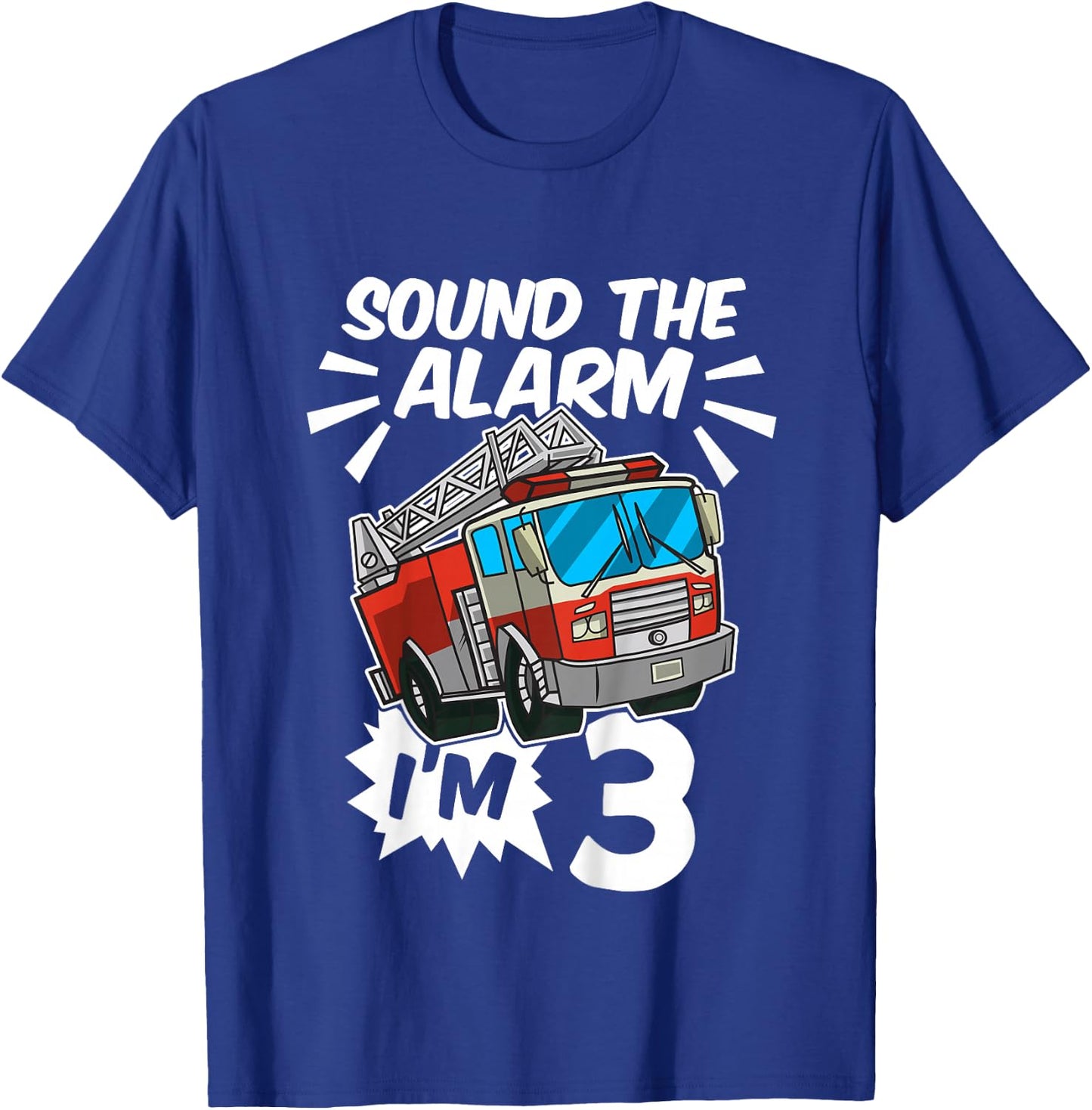Kids Firefighter I'm 3 Birthday Fire Truck 3rd Birthday T-Shirt - T-Shirt | Royal