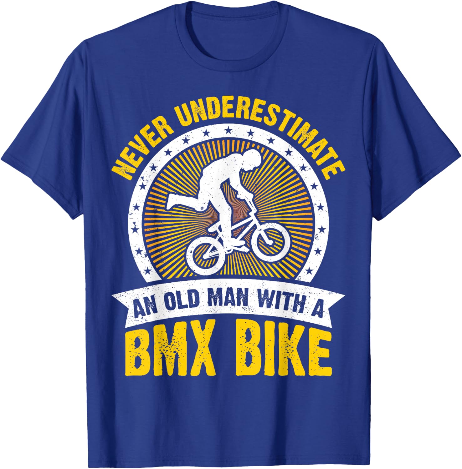 Retro Vintage Never Underestimate an Old Man With A BMX Bike T-Shirt - T-Shirt | Royal