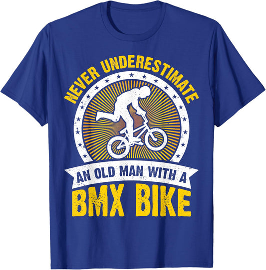 Retro Vintage Never Underestimate an Old Man With A BMX Bike T-Shirt - T-Shirt | Royal