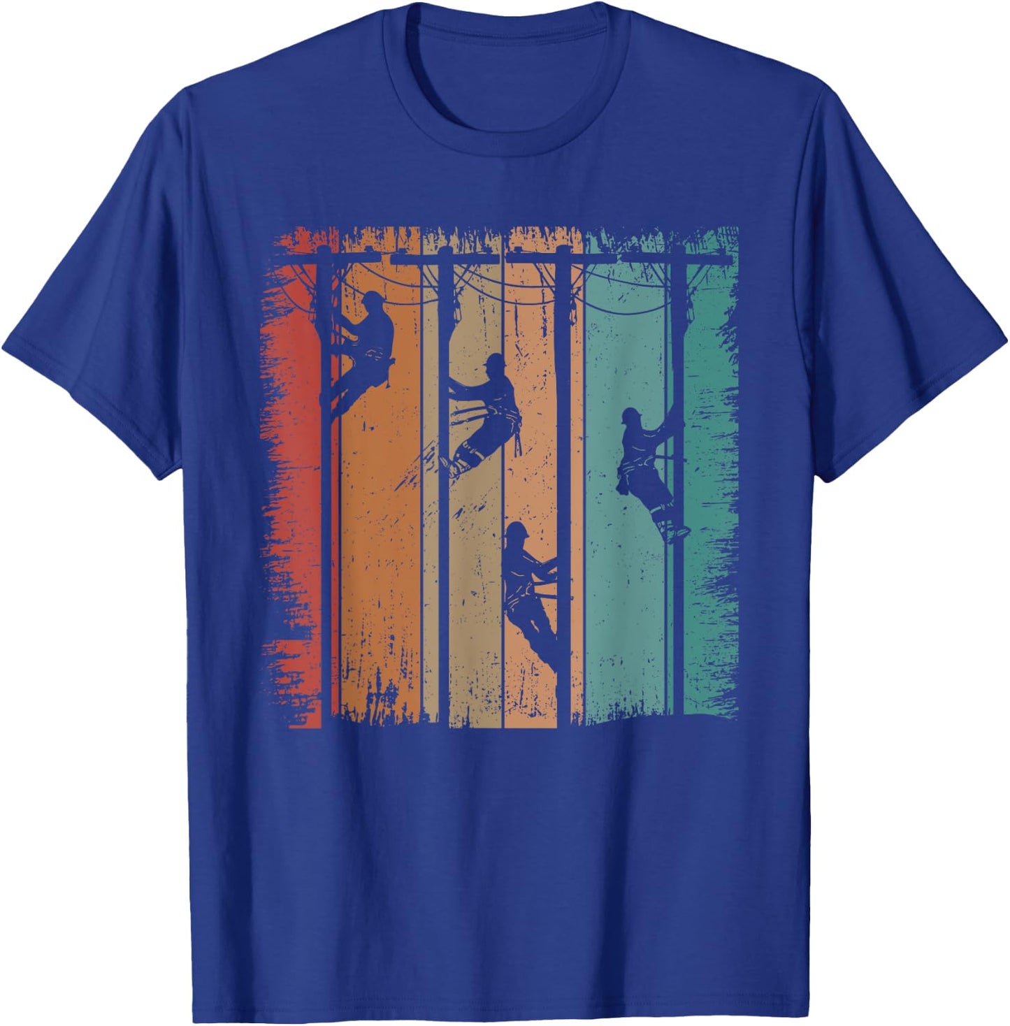 Vintage Lineman Father Retro Electric Cable Lineman T-Shirt - T-Shirt | Royal