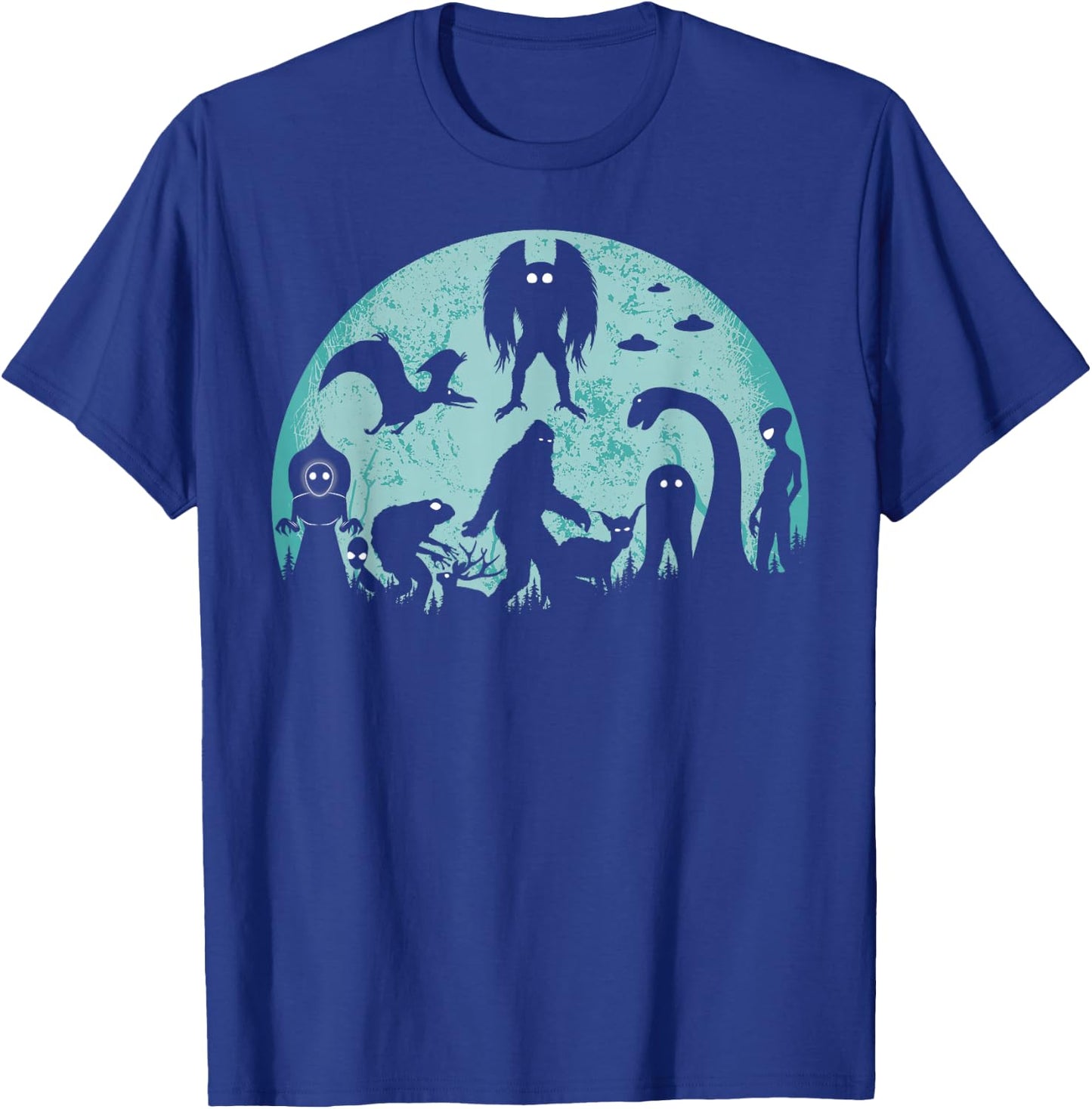 Bigfoot Loch Ness Monster Mothman And Aliens Funny Cryptid T-Shirt - T-Shirt | Royal