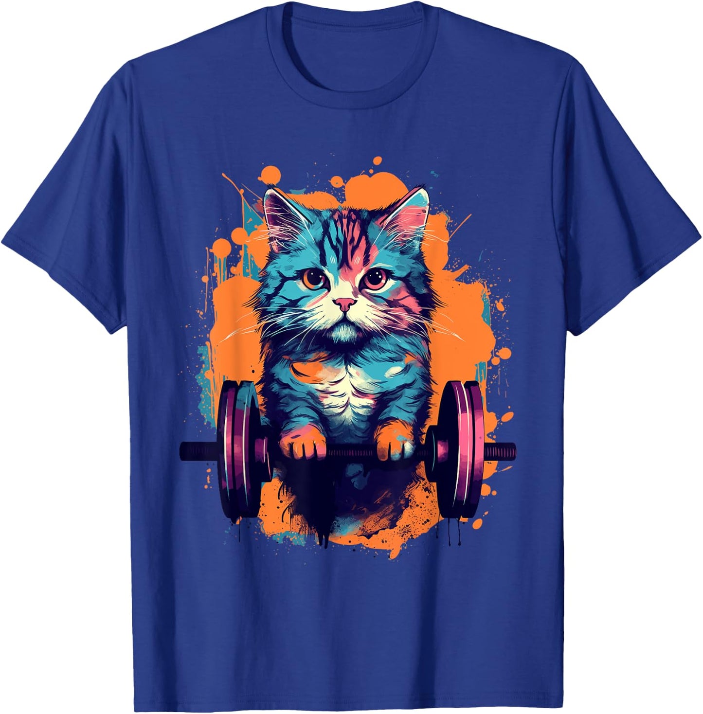 Gym, Workout or Fitness Gift Funny Cat in a Gym Women T-Shirt - T-Shirt | Royal