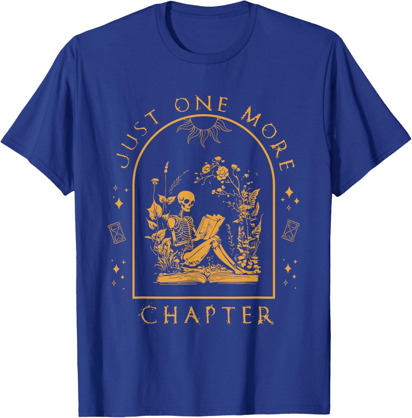 Just One More Chapter Vintage Skeleton Reading Book Reader T-Shirt - T-Shirt | Royal