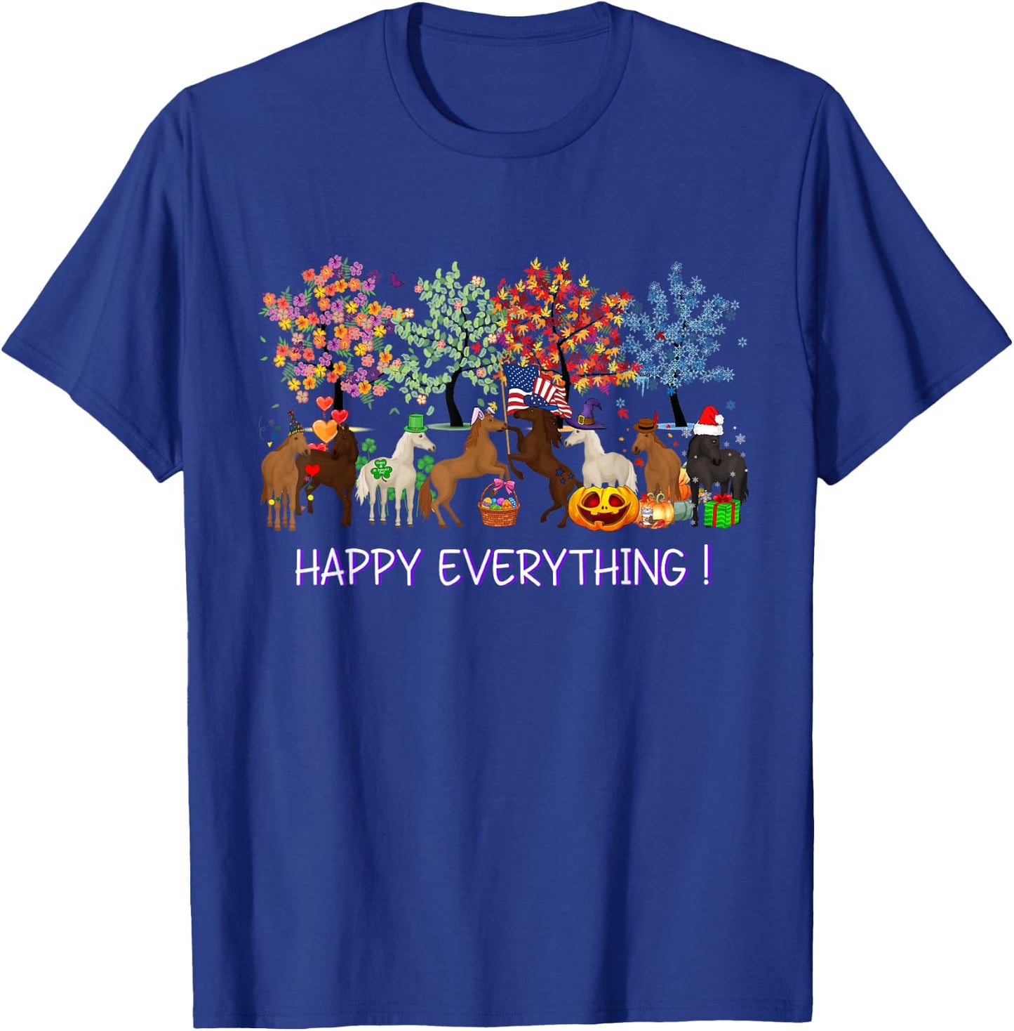 Happy everything - Horse American Flag Equestrian Patriotic Women Kids Men T-Shirt - T-Shirt | Royal