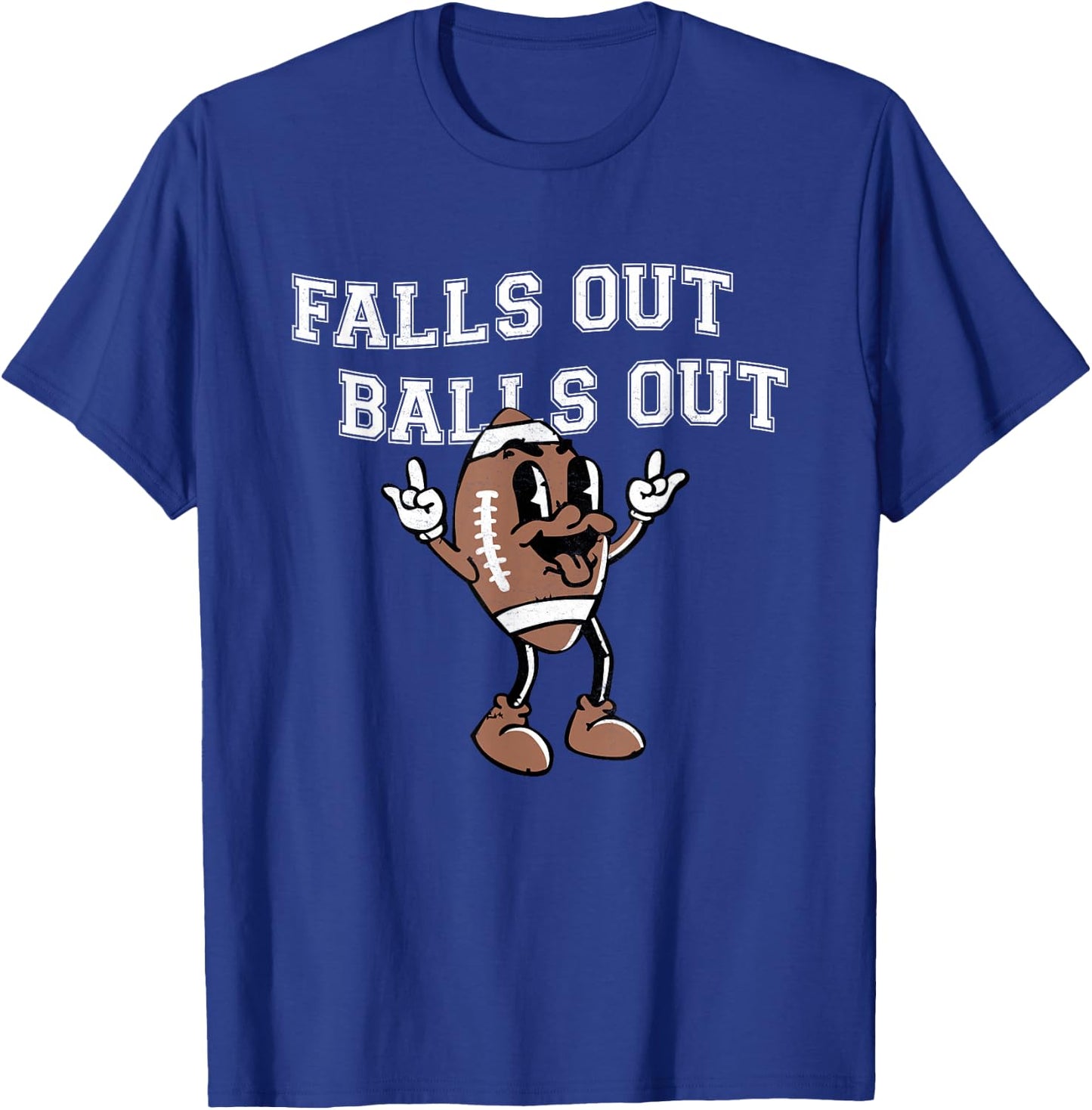 Retro Falls Out Balls Out Football Lover Thanksgiving Outfit T-Shirt - T-Shirt | Royal