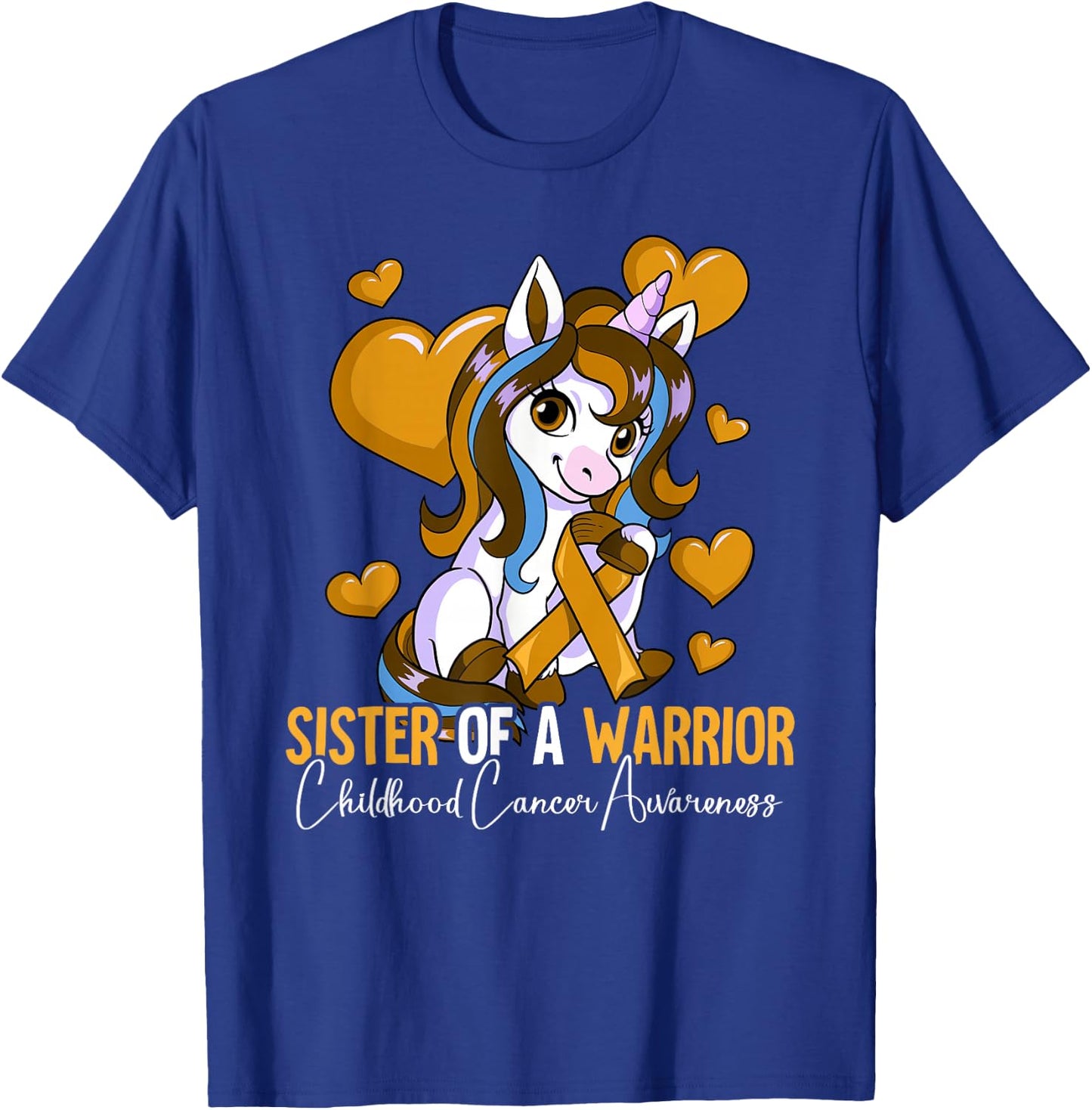 Sister Of A Warrior Childhood Cancer Awareness T-Shirt - T-Shirt | Royal