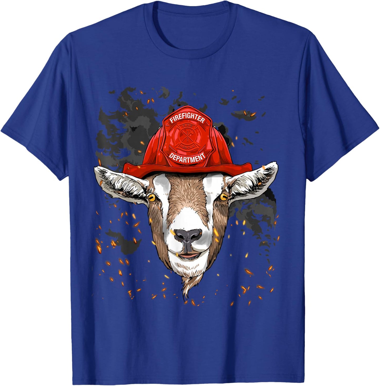 Firefighter Goat Fire Department Fireman Farmer Goat Lover T-Shirt - T-Shirt | Royal