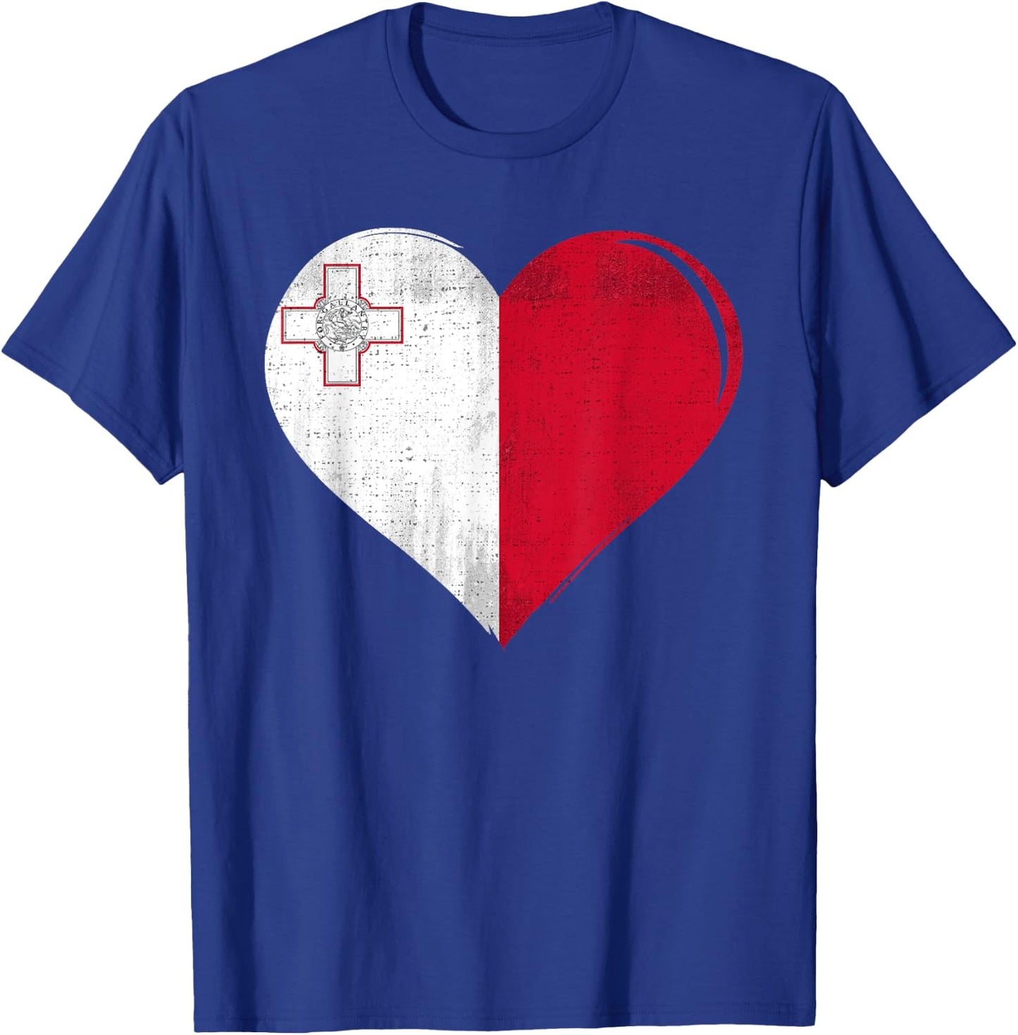 Vintage Malta Flag Heart For Maltese T-Shirt - T-Shirt | Royal