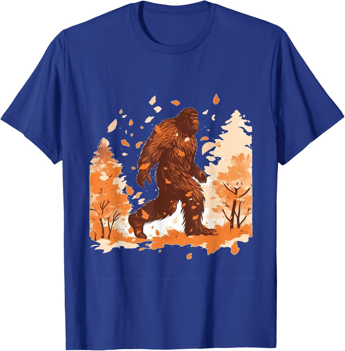 Bigfoot Fall Leaves Thanksgiving Day Sasquatch Autumn T-Shirt - T-Shirt | Royal