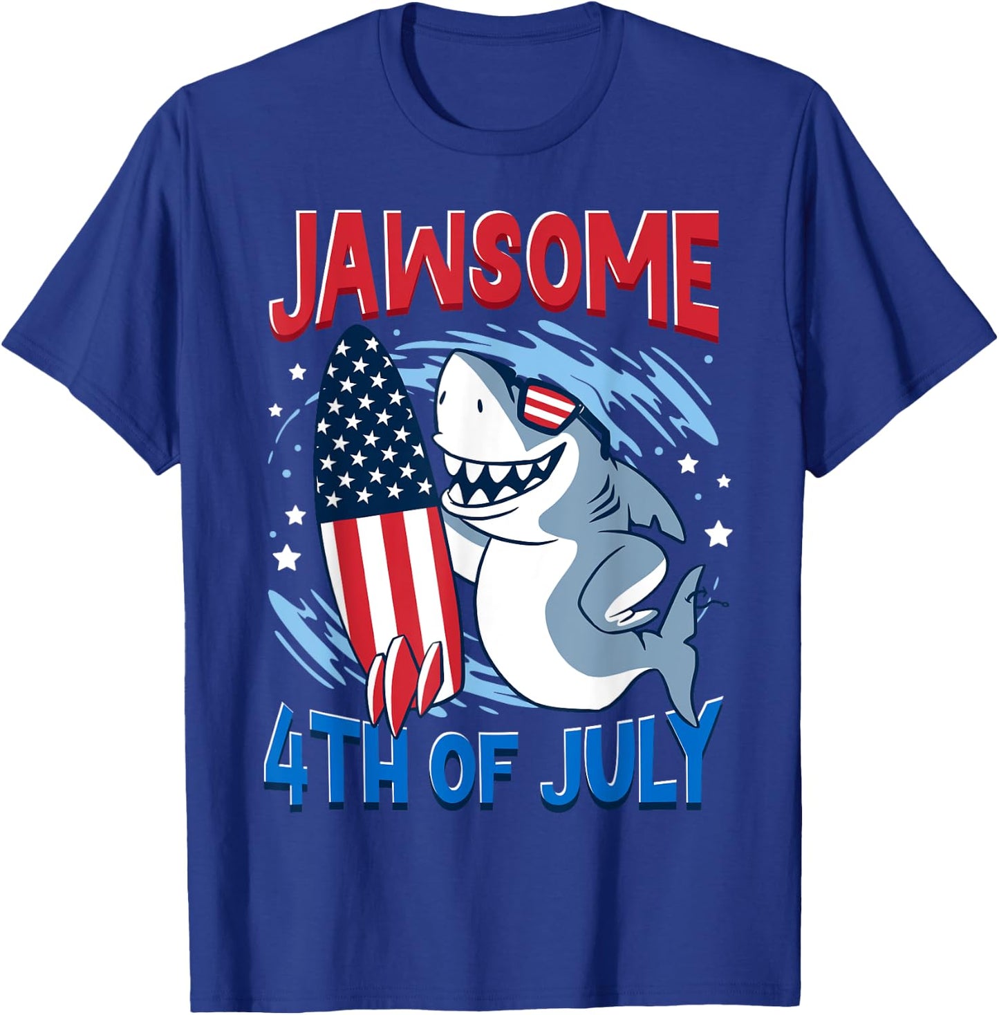 Jawsome 4th of July Outifts For Kids Boys Men Funny Shark T-Shirt - T-Shirt | Royal