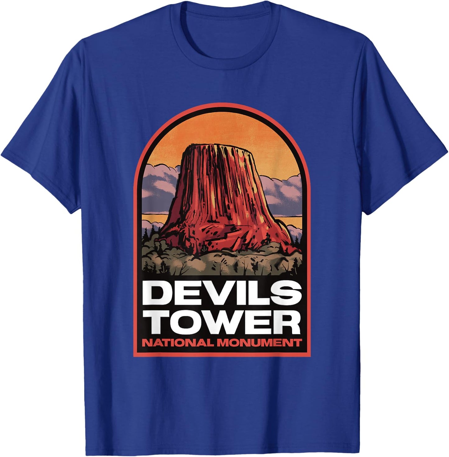 Devils Tower Wyoming Vintage Travel T-Shirt - T-Shirt | Royal