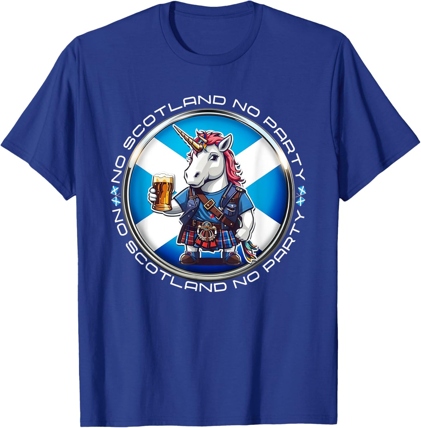 No Scotland No Party Scottish Pride Scotland Unicorn Saltire T-Shirt - T-Shirt | Royal
