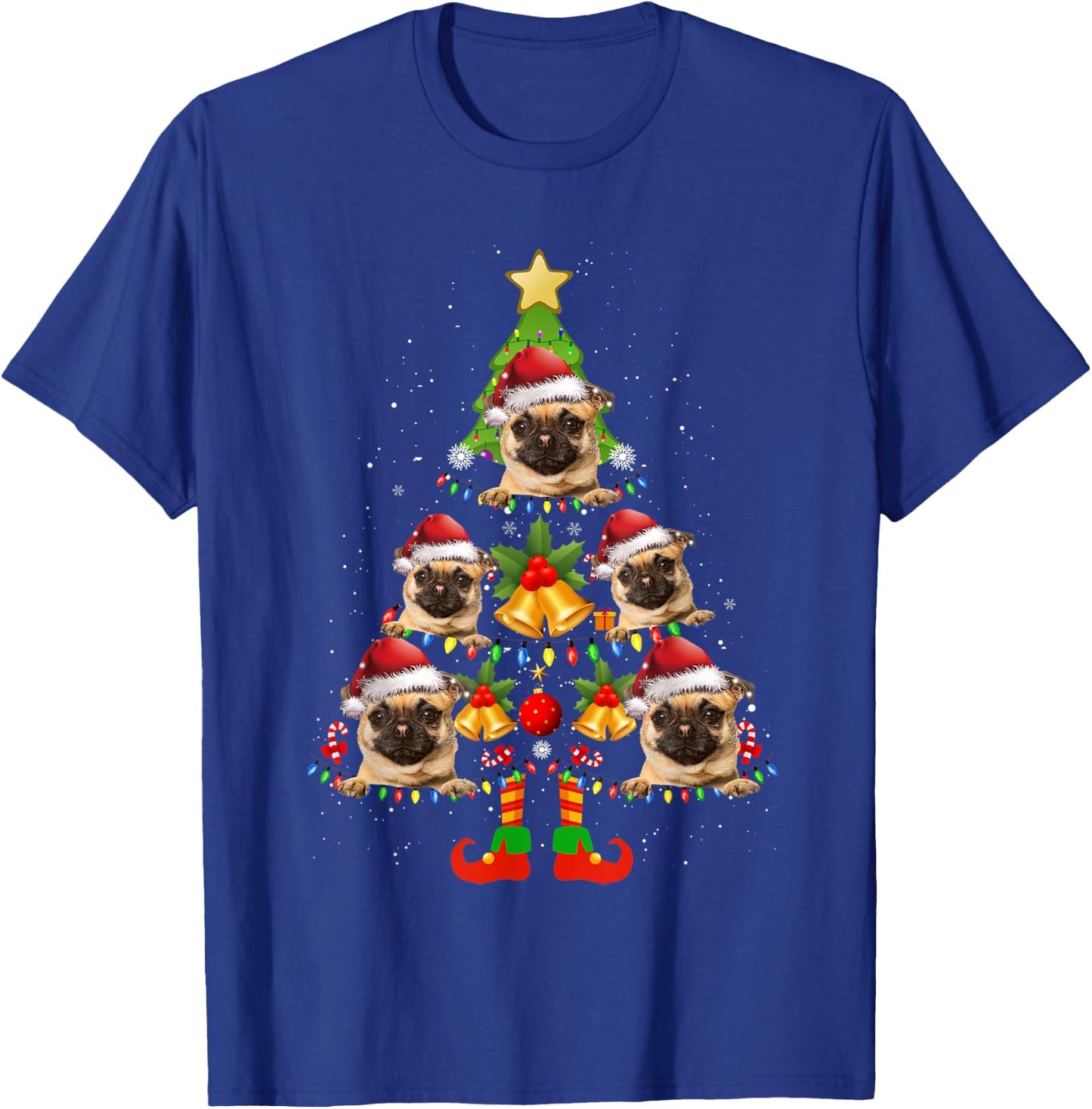 Funny Chug Dog Christmas Lights Tree Dog Lover Xmas T-Shirt - T-Shirt | Royal