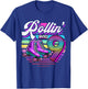 Rollin' into 9 Roller Skating Rink 9th Birthday Party Girls T-Shirt - T-Shirt | Royal