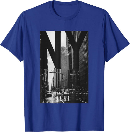 Cool New York City Abstract Skyline, Black & White New York T-Shirt - T-Shirt | Royal