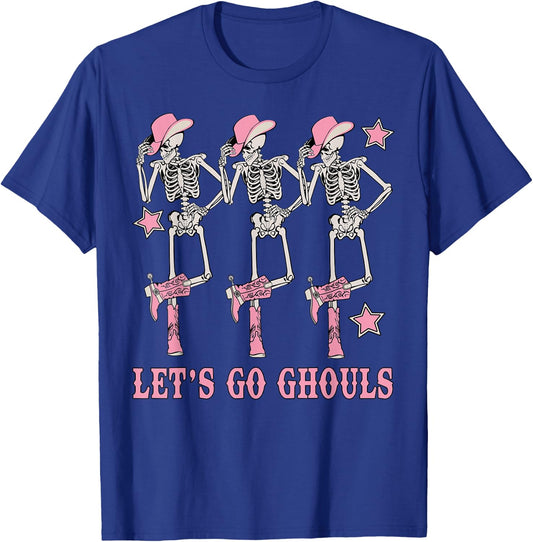 Let's Go Ghouls Western Skeletons Bachelorette Halloween T-Shirt - T-Shirt | Royal
