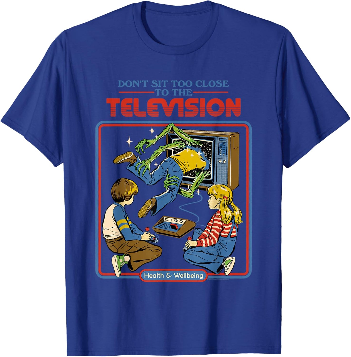 Steven Rhodes Don't Sit Too Close TV Retro Dark Humor T-Shirt - T-Shirt | Royal