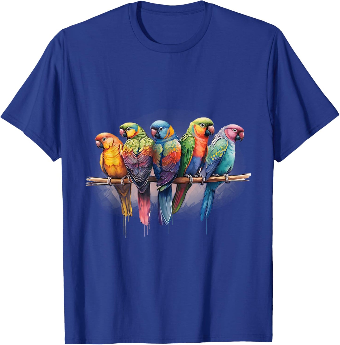 Parrots Watercolor Exotic Tropical Bird Nature Colorful T-Shirt - T-Shirt | Royal