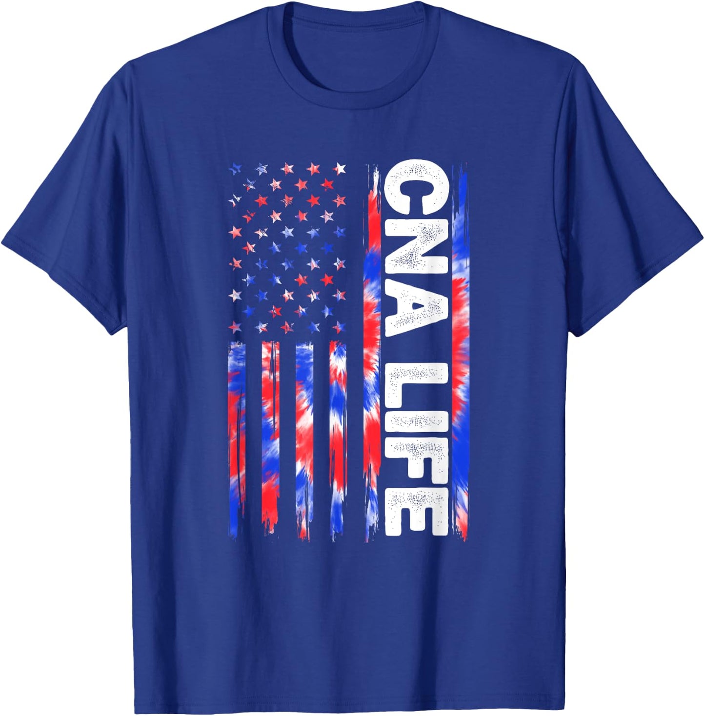 CNA Life Nurse Tie Dye American Flag Fourth 4th Of July CNA Men T-Shirt - T-Shirt | Royal