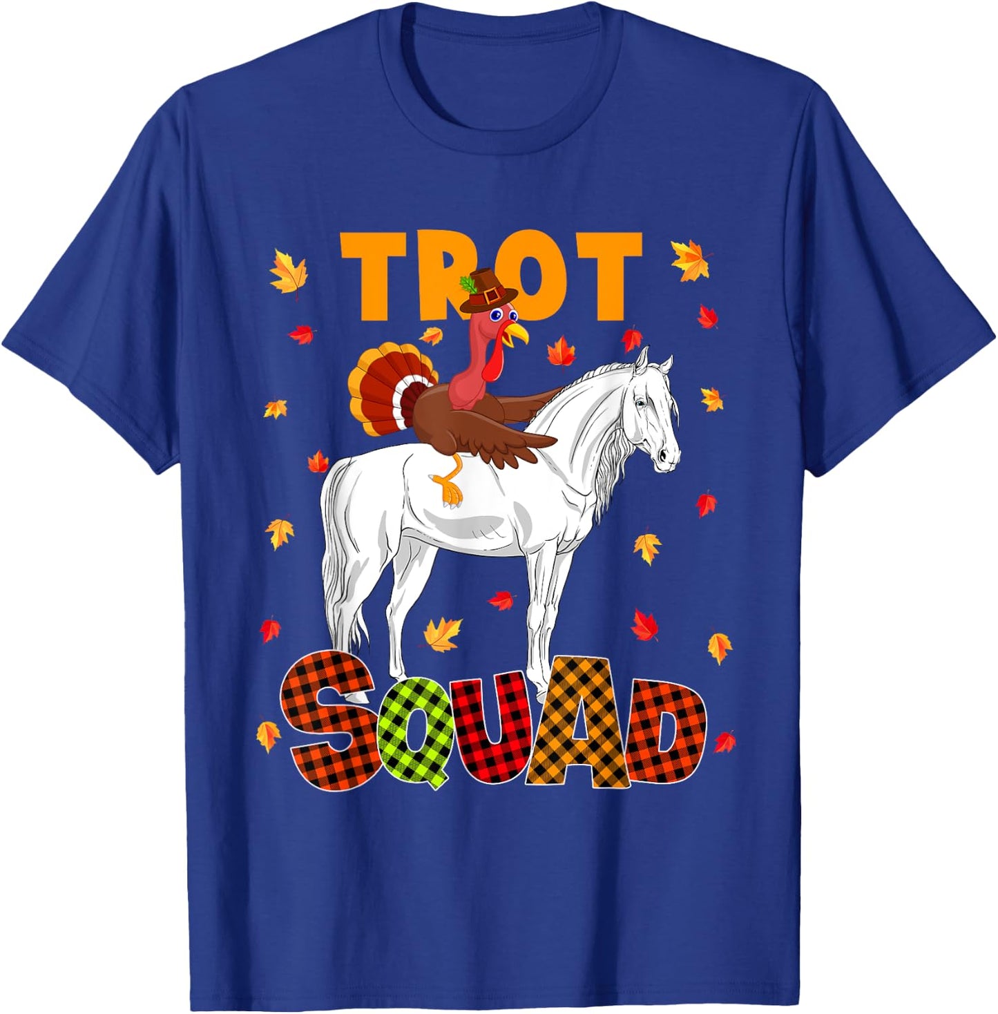 Trot Squad Thanksgiving Turkey Riding Horse Costume Kids T-Shirt - T-Shirt | Royal
