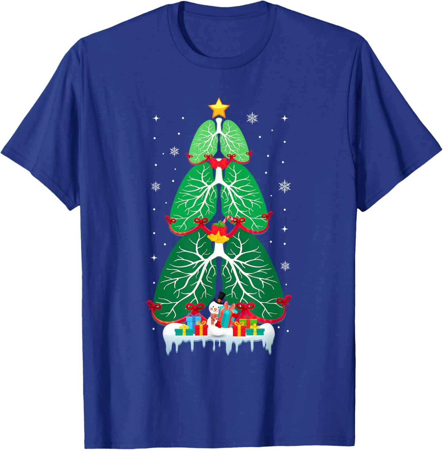 Lung Christmas Tree Respiratory Therapy Xmas Therapist T-Shirt - T-Shirt | Royal